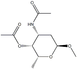 Methyl 3-(acetylamino)-4-O-acetyl-2,3,6-trideoxy-α-D-lyxo-hexopyranoside 结构式