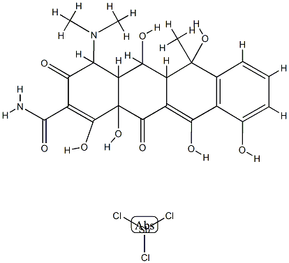 (2E)-2-(amino-hydroxy-methylidene)-4-dimethylamino-5,6,10,11,12a-penta hydroxy-6-methyl-4,4a,5,5a-tetrahydrotetracene-1,3,12-trione, trichlor ostibane 结构式