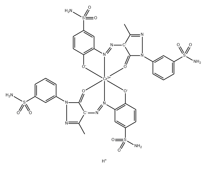 hydrogen bis[3-[[4,5-dihydro-3-methyl-5-oxo-1-(3-sulphamoylphenyl)-1H-pyrazol-4-yl]azo]-4-hydroxybenzenesulphonamidato(2-)]chromate(1-) 结构式