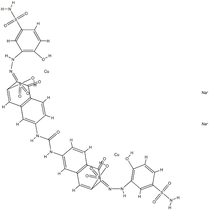 Cuprate(2-), [μ-[[7,7'-(carbonyldiimino) bis[3-[[5-(aminosulfonyl)-2-hydroxyphenyl]azo ]-4-hydroxy-2-naphthalenesulfonato]](6-)]]di-, disodium 结构式