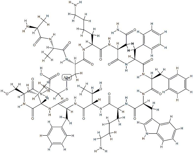 somatostatin, Ala(2)-Trp(8)-Cys(14)- 结构式
