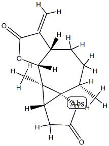 (3aR,3cα,6aR,9aα)-Decahydro-3bβ,7β-dimethyl-1-methylene-5H-furo[2'',3'':1',3']cyclopropa[1',2':6,7]cyclohepta[1,2-b]furan-2,5-dione 结构式