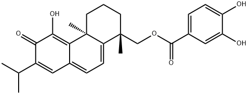 3,4-Dihydroxybenzoic acid 11-hydroxy-12-oxoabieta-5,7,9(11),13-tetraene-19-yl ester 结构式