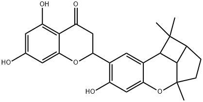 2-(1a,2,3,3a,8b,8c-Hexahydro-6-hydroxy-1,1,3a-trimethyl-4-oxa-1H-benzo[f]cyclobut[cd]inden-7-yl)-2,3-dihydro-5,7-dihydroxy-4H-1-benzopyran-4-one 结构式