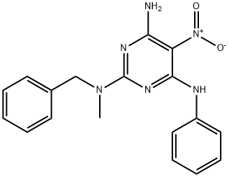 N~2~-benzyl-N~2~-methyl-5-nitro-N~4~-phenylpyrimidine-2,4,6-triamine 结构式