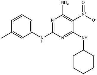 N~4~-cyclohexyl-N~2~-(3-methylphenyl)-5-nitropyrimidine-2,4,6-triamine 结构式