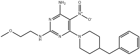 6-(4-benzylpiperidin-1-yl)-N~2~-(2-methoxyethyl)-5-nitropyrimidine-2,4-diamine 结构式