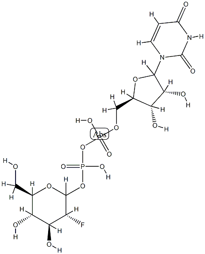 尿苷 5'-(三氢二磷酸) P'-(2-脱氧-2-氟-Α-D-D-吡喃葡萄糖基)酯 结构式