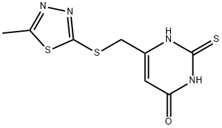 2-mercapto-6-{[(5-methyl-1,3,4-thiadiazol-2-yl)thio]methyl}-4-pyrimidinol 结构式