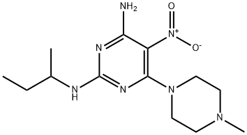 N~2~-(butan-2-yl)-6-(4-methylpiperazin-1-yl)-5-nitropyrimidine-2,4-diamine 结构式