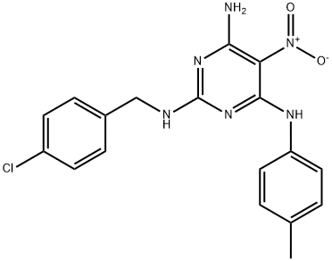 N~2~-(4-chlorobenzyl)-N~4~-(4-methylphenyl)-5-nitropyrimidine-2,4,6-triamine 结构式