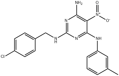 N~2~-(4-chlorobenzyl)-N~4~-(3-methylphenyl)-5-nitropyrimidine-2,4,6-triamine 结构式