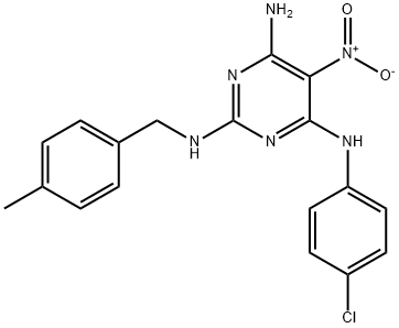 N~4~-(4-chlorophenyl)-N~2~-(4-methylbenzyl)-5-nitropyrimidine-2,4,6-triamine 结构式