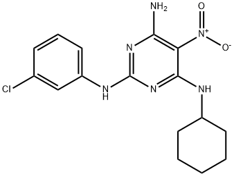 N~2~-(3-chlorophenyl)-N~4~-cyclohexyl-5-nitropyrimidine-2,4,6-triamine 结构式