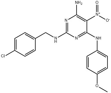 N~2~-(4-chlorobenzyl)-N~4~-(4-methoxyphenyl)-5-nitropyrimidine-2,4,6-triamine 结构式