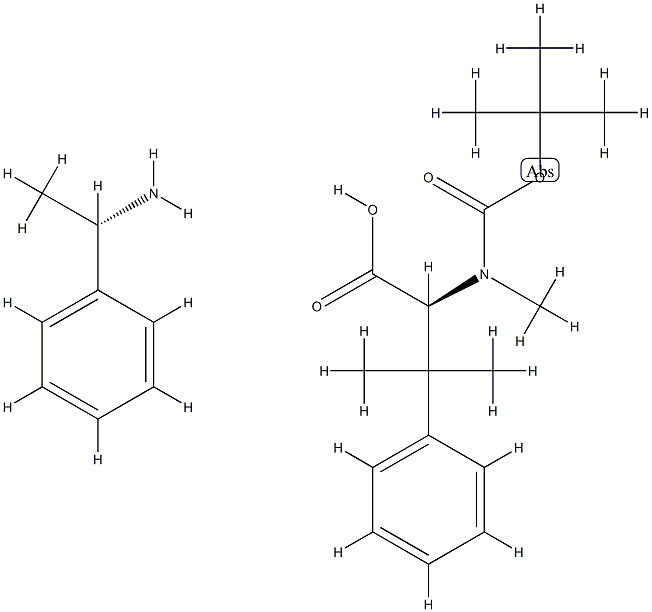 (S)-1-苯基乙胺(S)-2 - ((叔丁氧羰基)(甲基)氨基)-3-甲基-3-苯基丁酸 结构式