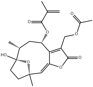 8ALPHA-(2-甲基丙烯酰氧基)硬毛钩藤内酯 13-O-乙酸酯 结构式