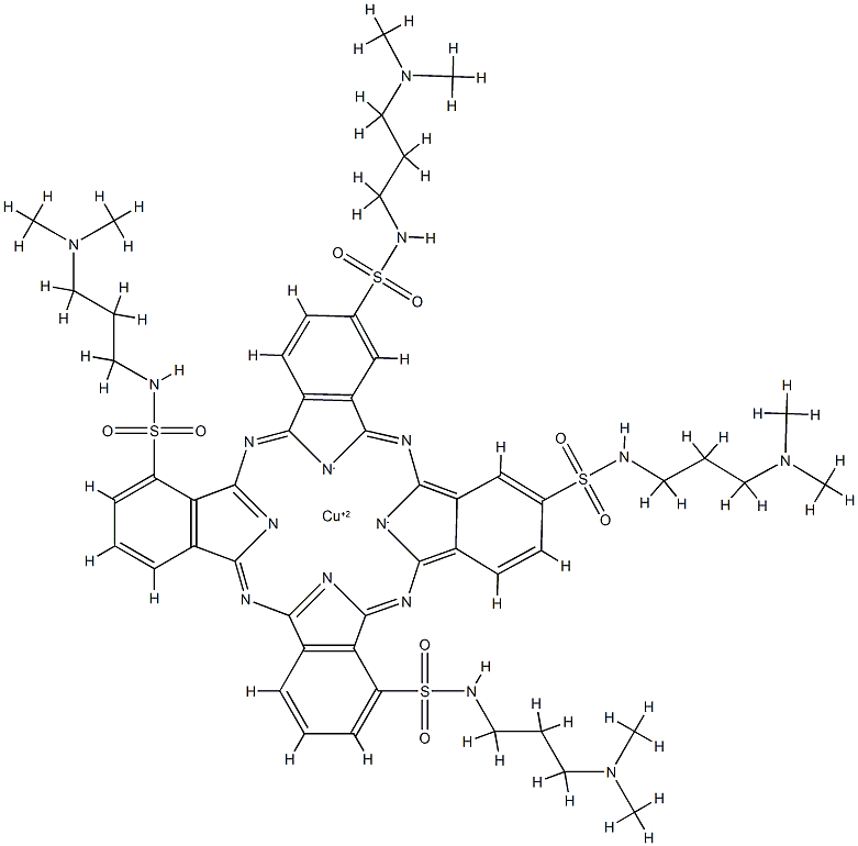 [N,N',N'',N'''-四[3-(二甲氨基)丙基]-29H,31H-酞菁-C,C,C,C-四磺酰胺合铜-N29,N30,N31,N32]络合物 结构式