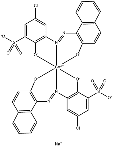 TRISODIUM BIS[5-CHLORO-2-HYDROXY-3-[(2-HYDROXY-1-NAPHTHYL)AZO]BENZENESULPHONATO(3-)]COBALTATE(3-) 结构式