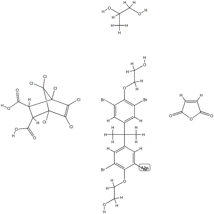 Bicyclo[2.2.1]hept-5-ene-2,3-dicarboxylic acid, 1,4,5,6,7,7-hexachloro-, polymer with 2,5-furandione, 2,2'-[(1-methylethylidene) bis[(2,6-dibromo-4,1-phenylene)oxy]]bis[ethanol] and 1,2-propanediol 结构式