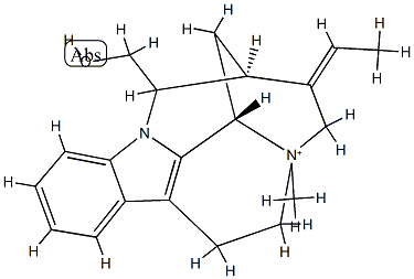(19E)-19,20-Didehydro-17-hydroxy-4-methyl-1,16-cyclocorynan-4-ium 结构式