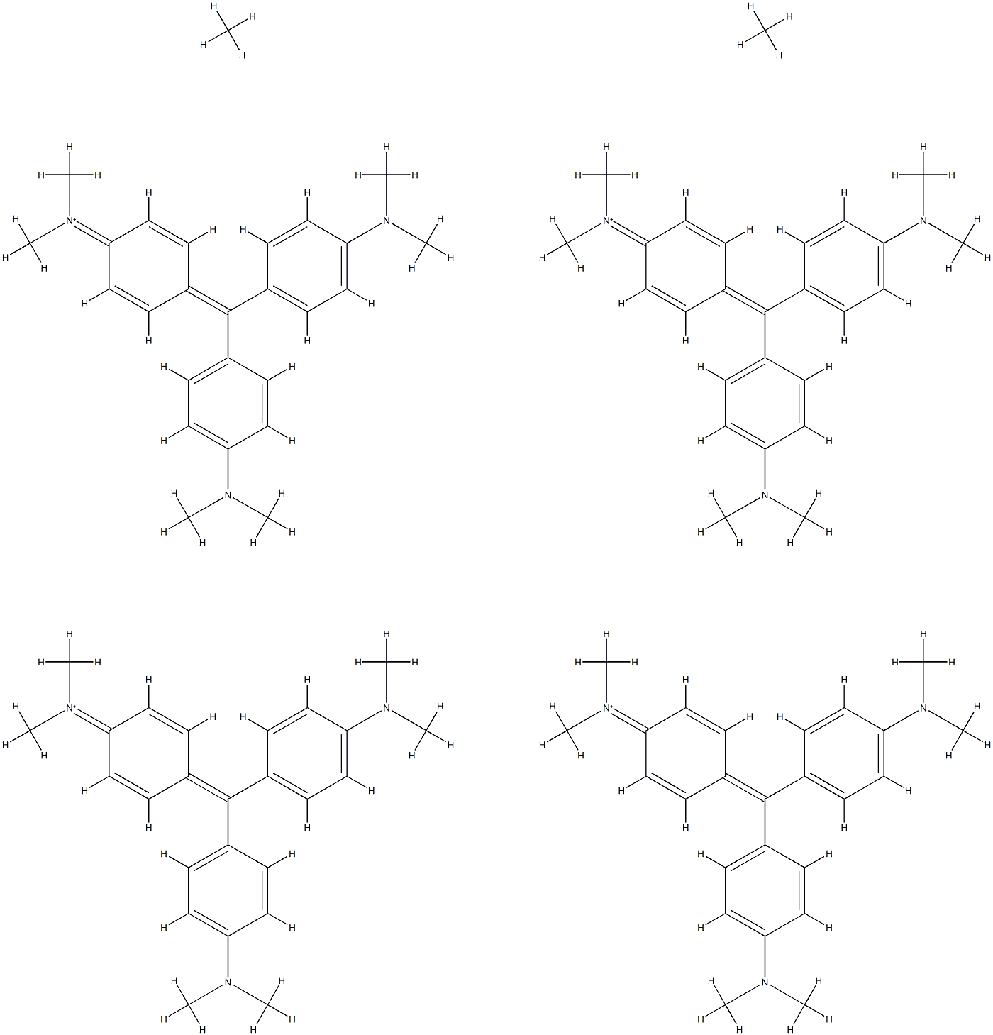 Methanaminium, N-[4-[bis[4-(dimethylamino)phenyl]methylene]-2,5-cyclohexadien-1-ylidene]-N-methyl-, [mu12-[orthosilicato(4-)-O:O:O:O':O':O':O'':O'':O'':O''':O''':O''']]tetracosa-mu-oxododecaoxododecamolybdate(4-) (4:1) 结构式