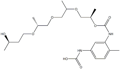 1,3-丁二醇与Α-丁基-Ω-羟基聚[氧(甲基-1,2-亚乙基)]和1,3-二异氰酸根合甲苯的聚合物 Α-丁基-Ω-羟基聚[氧(甲基-1,2-亚乙基)]、1,3-丁二醇、1,3-二异氰酸根合甲苯的聚合物 结构式