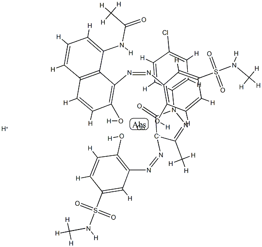 Cobaltate(1-), [3-[[1-(4-chlorophenyl)-4,5-dihydro-3-methyl-5-oxo-1H-pyrazol-4-yl]azo]-4-hydroxy-N-methylbenzenesulfonamidato(2-)][N-[7-hydroxy-8-[[2-hydroxy-5-[(methylamino)sulfonyl]phenyl]azo]-1-naphthalenyl]acetamidato(2-)]-, hydrogen  结构式