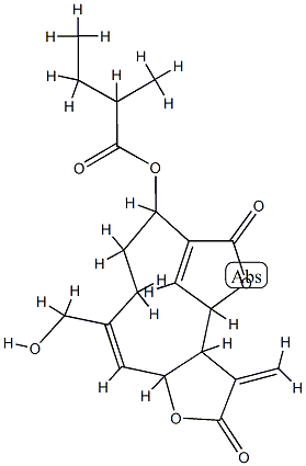 Butanoic acid, 2-methyl-, 2,3,3a,4,8,9,10,12a-octahydro-11-(hydroxymet hyl)-3-methylene-2,6-dioxo-6H-4,7-methenofuro(3,2-c)oxacycloundecin-8- yl ester 结构式