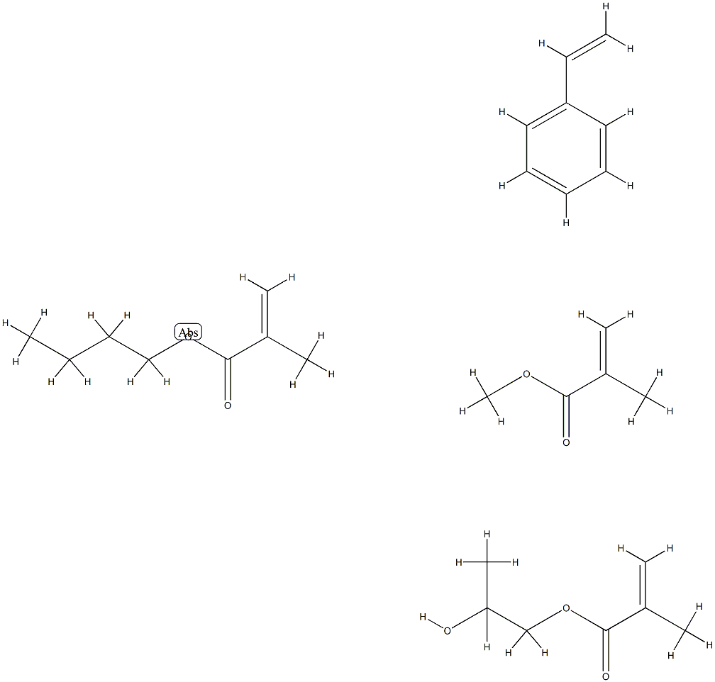 2-甲基-2-丙烯酸丁酯与乙烯基苯、2-甲基-2-丙烯酸甲酯和1,2-丙二醇单(2-甲基-2-丙烯酸酯)的聚合物 结构式