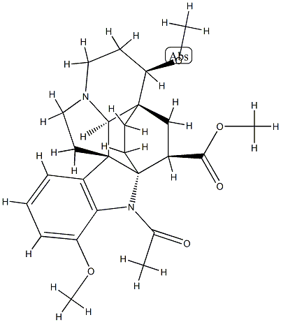 (2α,5α)-1-Acetyl-6β,17-dimethoxyaspidofractinine-3β-carboxylic acid methyl ester 结构式