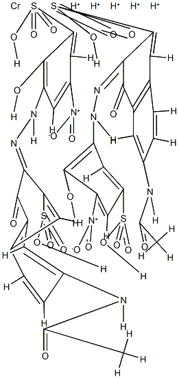 五氢化[6-乙酰氨基-4-羟-3-[(2-羟-3-硝基-5-磺苯基)偶氮]-2-萘磺酸根合][6-乙酰胺基-4-羟基-3-[(2-羟基-5-硝基-3-磺苯基)偶氮]-2-萘磺酰]铬酸 结构式