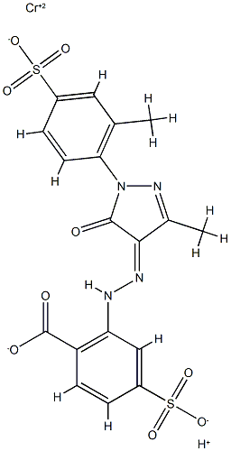 hydrogen [2-[[4,5-dihydro-3-methyl-5-oxo-1-(4-sulpho-o-tolyl)-1H-pyrazol-4-yl]azo]-4-sulphobenzoato(4-)]chromate(1-)  结构式