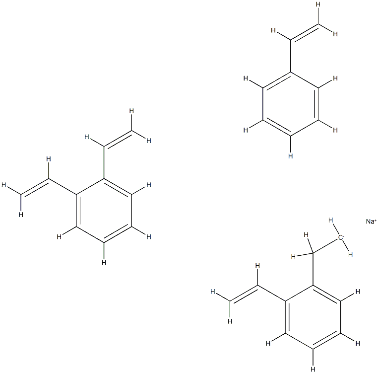 二乙烯基苯、磺化(苯乙烯、乙烯基乙苯)的聚合物钠盐 结构式