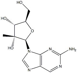 9-(2-C-甲基-BETA-D-呋喃核糖基)-9H-嘌呤-2-胺 结构式