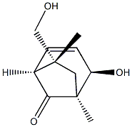 Bicyclo[3.2.1]oct-2-en-8-one, 4-hydroxy-7-(hydroxymethyl)-5,7-dimethyl-, (1R,4S,5R,7S)-rel- (9CI) 结构式