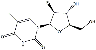 1-(2-脱氧-2-氟-BETA-D-阿拉伯呋喃糖基)-5-氟-2,4(1H,3H)-嘧啶二酮 结构式