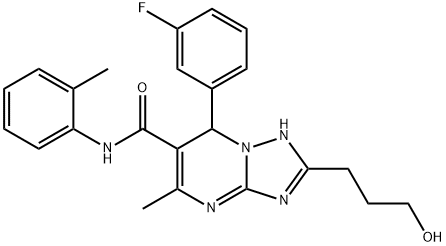 7-(3-fluorophenyl)-2-(3-hydroxypropyl)-5-methyl-N-(2-methylphenyl)-4,7-dihydro[1,2,4]triazolo[1,5-a]pyrimidine-6-carboxamide 结构式