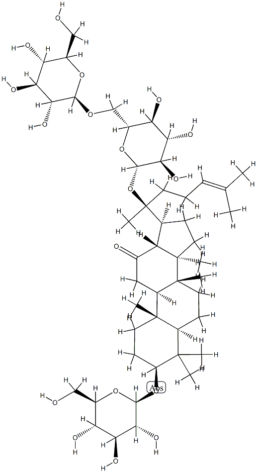 20-[(6-O-β-D-Glucopyranosyl-β-D-glucopyranosyl)oxy]-3β-(β-D-glucopyranosyloxy)-5α-dammar-24-en-12-one 结构式