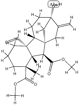 4aα-Formyl-7-hydroxy-1-methyl-8-methylenegibbane-1α,10β-dicarboxylic acid dimethyl ester 结构式