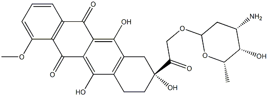 (R)-8-(((3-Amino-2,3,6-trideoxy-alpha-L-lyxo-hexopyranosyl)oxy)acetyl) -7,8,9,10-tetrahydro-6,8,11-trihydroxy-1-methoxy-5,12-naphthacenedione 结构式