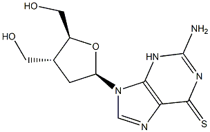 6-thioguanine-alpha-2,3-dideoxy-3-(hydroxymethyl)-D-erythro-pentafuranose 结构式