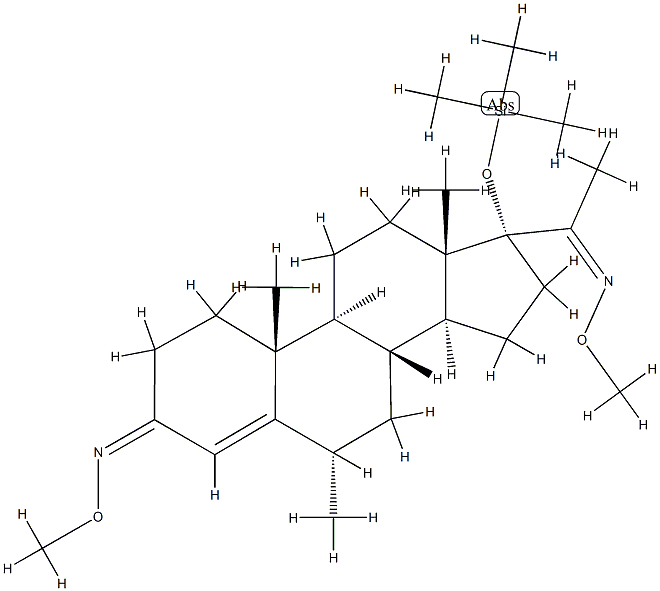 6α-Methyl-17-(trimethylsiloxy)pregn-4-ene-3,20-dione bis(O-methyl oxime) 结构式