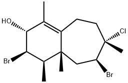 (2R)-1,4α,4aα,7α-Tetramethyl-3α,6α-dibromo-7-chloro-3,4,4a,5,6,7,8,9-octahydro-2H-benzocycloheptene-2β-ol 结构式