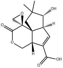 (2R,9'aS)-4',4'aα,6'aβ,7',8',9'-Hexahydro-7'α-hydroxy-8',8'-dimethyl-2'-oxospiro[oxirane-2,1'(2'H)-pentaleno[1,6a-c]pyran]-5'-carboxylic acid 结构式