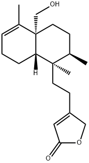 4-[2-[(1R)-1,2,3,4,4a,7,8,8aα-Octahydro-4aβ-hydroxymethyl-1,2α,5-trimethylnaphthalen-1α-yl]ethyl]furan-2(5H)-one 结构式