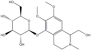 [1,2,3,4-Tetrahydro-1-hydroxymethyl-6,7-dimethoxy-2-methylisoquinolin-5-yl]β-D-glucopyranoside 结构式