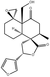 (3R,5S,5'R)-5-(3-Furyl)-2',3',4,5,6',7',8',8'aβ-octahydro-4'aα-hydroxymethyl-2'α-methyldispiro[furan-3(2H),1'(5'H)-naphthalene-5',2''-oxirane]-2,4'(4'aH)-dione 结构式