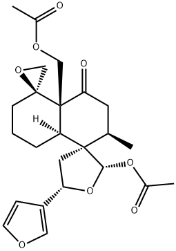 (2S,3R,5S,5'R)-2-Acetoxy-4'aα-acetoxymethyl-5-(3-furyl)-2',3',4,5,6',7',8',8'aβ-octahydro-2'α-methyldispiro[furan-3(2H),1'(5'H)-naphthalene-5',2''-oxiran]-4'(4'aH)-one 结构式