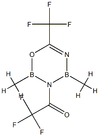 3,4-Dihydro-2,4-dimethyl-3-trifluoroacetyl-6-trifluoromethyl-2H-1,3,5,2,4-oxadiazadiborine 结构式